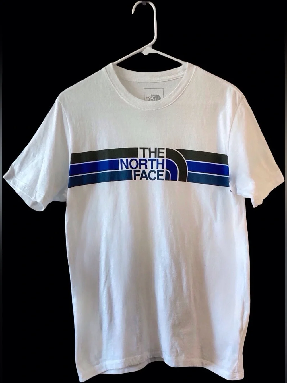 The North Face, Graphic T-Shirt, Men’s, Small, Circular Design, White Blue Black